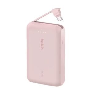 Belkin BoostCharge Power Bank 10K with Integrated USB-C Cable (10,000mAh) - PINK Belkin BoostCharge Power Bank 10K with Integrated USB-C Cable (10,000mAh) - PINK