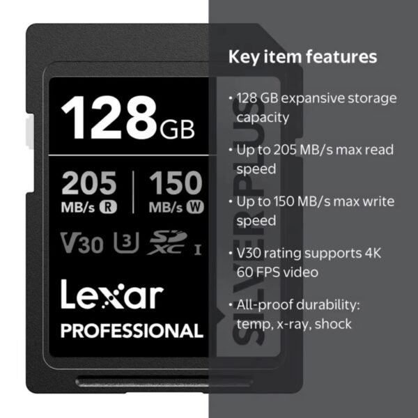 Lexar 128GB SDXC UHS-I Silver Plus Professional Lexar 128GB SDXC UHS-I Silver Plus Professional